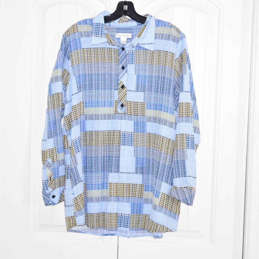 Blue Texture Patchwork Shirt Size L